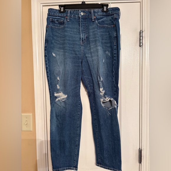 Old Navy Blue Distressed Boyfriend Jeans - Picture 1 of 3